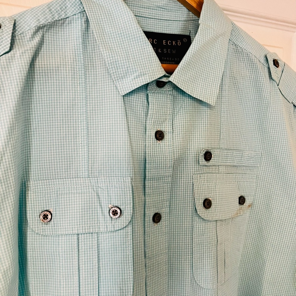 Short Sleeve Marc Echo Button Down, Size L, Small… - image 1